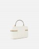 Pinko Vanity Small Beauty Case Chevron Leather White Τσάντα