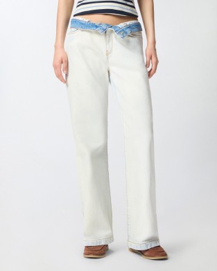 Pinko Wanda Waist Down Wide Leg Τζιν Παντελόνι