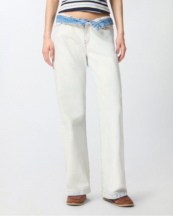 Pinko Wanda Waist Down Wide Leg Τζιν Παντελόνι