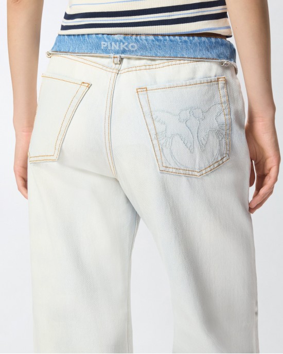 Pinko Wanda Waist Down Wide Leg Τζιν Παντελόνι