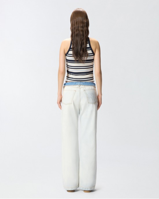 Pinko Wanda Waist Down Wide Leg Τζιν Παντελόνι
