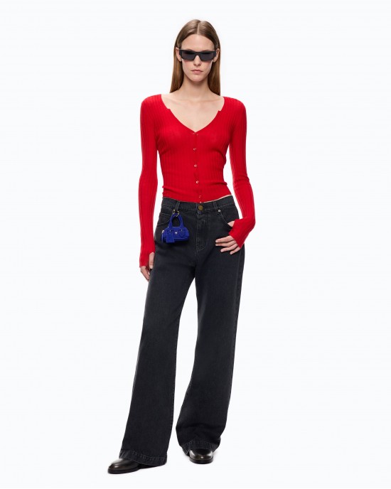 Pinko Wanda Waist Down Wide-leg With Two Ways To Wear Τζιν Παντελόνι