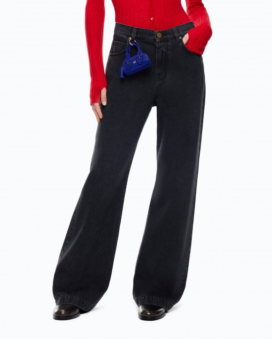 Pinko Wanda Waist Down Wide-leg With Two Ways To Wear Τζιν Παντελόνι