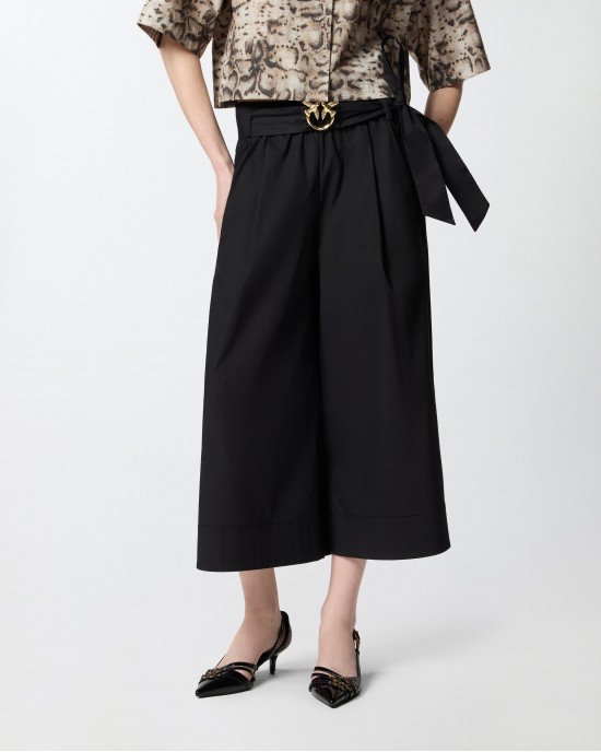 Pinko Doreen Long Shorts With Love Birds Buckle Black Παντελόνι
