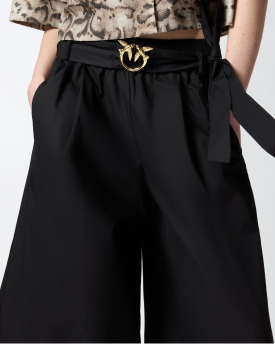Pinko Doreen Long Shorts With Love Birds Buckle Black Παντελόνι