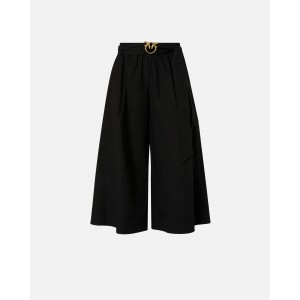 Pinko Doreen Long Shorts With Love Birds Buckle Black Παντελόνι