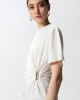 Pinko Mary T-shirt With Draping & Gold Detail White Μπλούζα