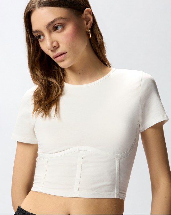 Pinko Veduta Bustier Top White Μπλούζα