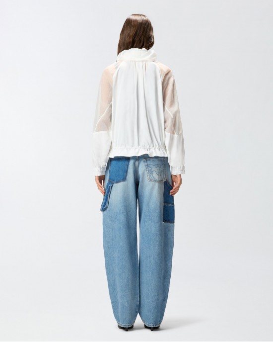 Pinko Beth Technical Jacket With Sheer Inserts White Τζάκετ