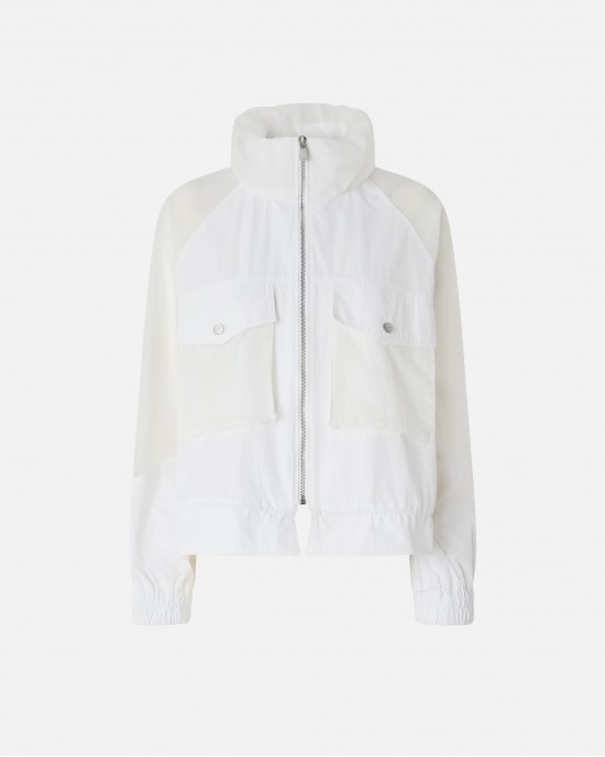Pinko Beth Technical Jacket With Sheer Inserts White Τζάκετ