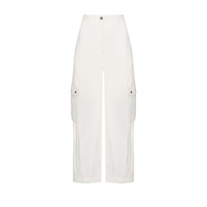 Pinko Romey Workwear With Sheer Inserts White Παντελόνι