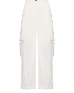 Pinko Romey Workwear With Sheer Inserts White Παντελόνι