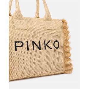 Pinko Beach Shopper Raffia With Logo & Tassels Τσάντα