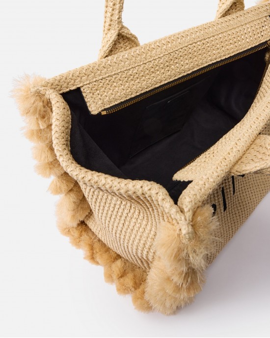 Pinko Beach Shopper Raffia With Logo & Tassels Τσάντα