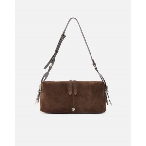 Pinko 24 Classic Keeper Suede Brown Shoulder Τσάντα