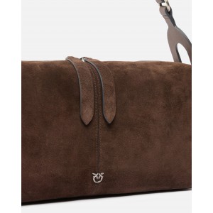 Pinko 24 Classic Keeper Suede Brown Shoulder Τσάντα