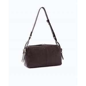 Pinko 24 Classic Keeper In New Biker Leather Brown Τσάντα Ώμου