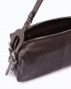 Pinko 24 Classic Keeper In New Biker Leather Brown Τσάντα Ώμου