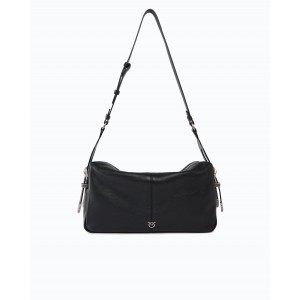 Pinko 24 Classic Keeper In New Biker Leather Black Τσάντα Ώμου