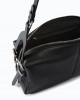 Pinko 24 Classic Keeper In New Biker Leather Black Τσάντα Ώμου