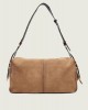 Pinko 24 Big Keeper In Spray-effect Suede Brown Τσάντα Ώμου