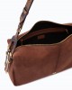 Pinko 24 Big Keeper In Spray-effect Suede Dark Red Τσάντα Ώμου