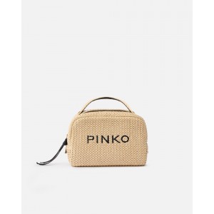 Pinko Necessaire Small Raffia Logo & Handle Τσάντα