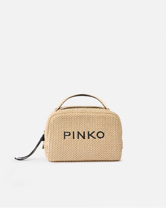 Pinko Necessaire Small Raffia Logo & Handle Τσάντα