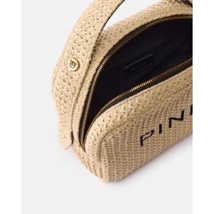 Pinko Necessaire Small Raffia Logo & Handle Τσάντα