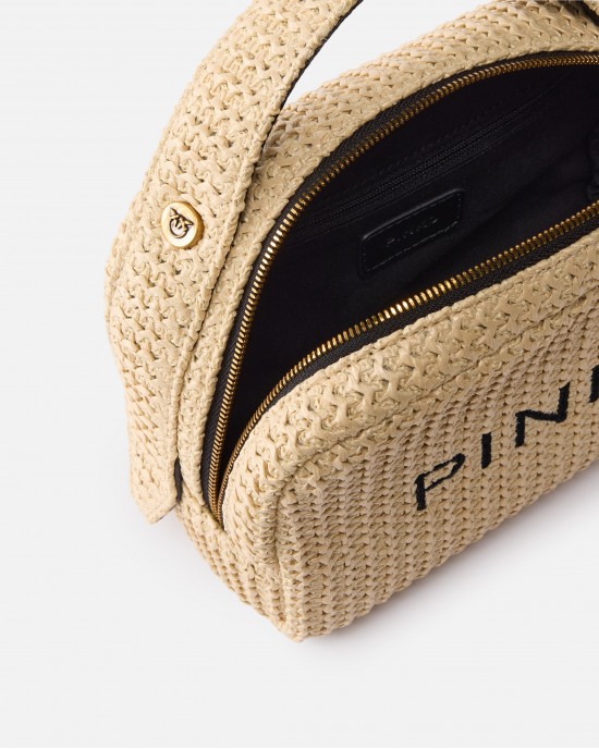 Pinko Necessaire Small Raffia Logo & Handle Τσάντα