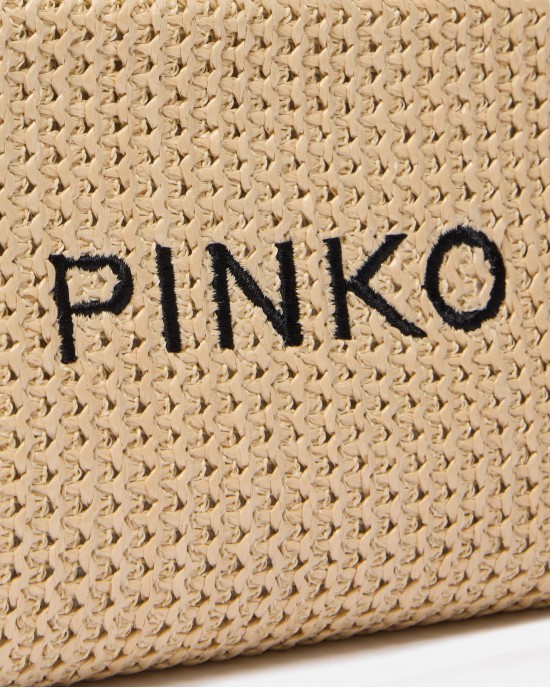 Pinko Necessaire Small Raffia Logo & Handle Τσάντα