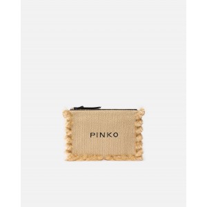 Pinko Flat Handle Small Raffia Clutch Tassels Πορτοφόλι