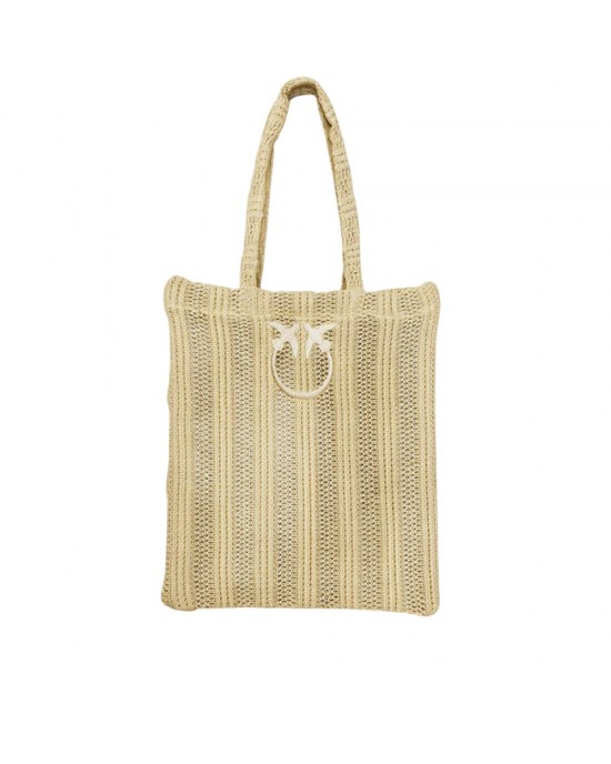 Pinko Easy Tote Medium Shopper Raffia Beige Τσάντα