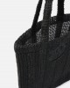 Pinko Easy Tote Medium Shopper Raffia Black Τσάντα