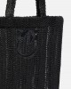 Pinko Easy Tote Medium Shopper Raffia Black Τσάντα