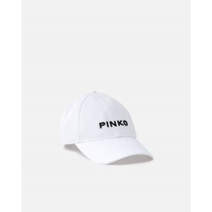 Pinko Break Dance Cap With Peak & Embroidered Logo White Καπέλο