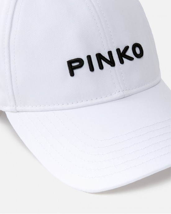 Pinko Break Dance Cap With Peak & Embroidered Logo White Καπέλο