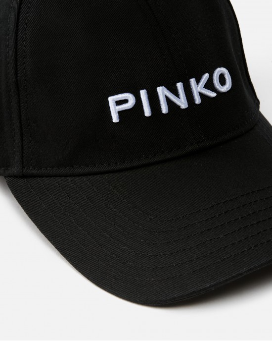 Pinko Break Dance Cap With Peak & Embroidered Logo Black Καπέλο