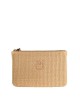Pinko Pochette Raffia Clutch Beige Πορτοφόλι