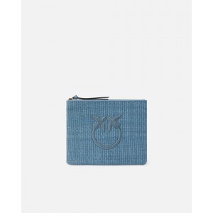Pinko Pochette Raffia Clutch Light Blue Πορτοφόλι