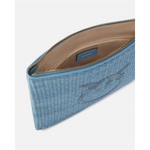 Pinko Pochette Raffia Clutch Light Blue Πορτοφόλι