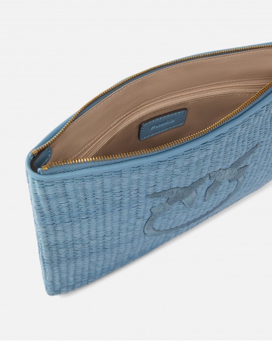 Pinko Pochette Raffia Clutch Light Blue Πορτοφόλι