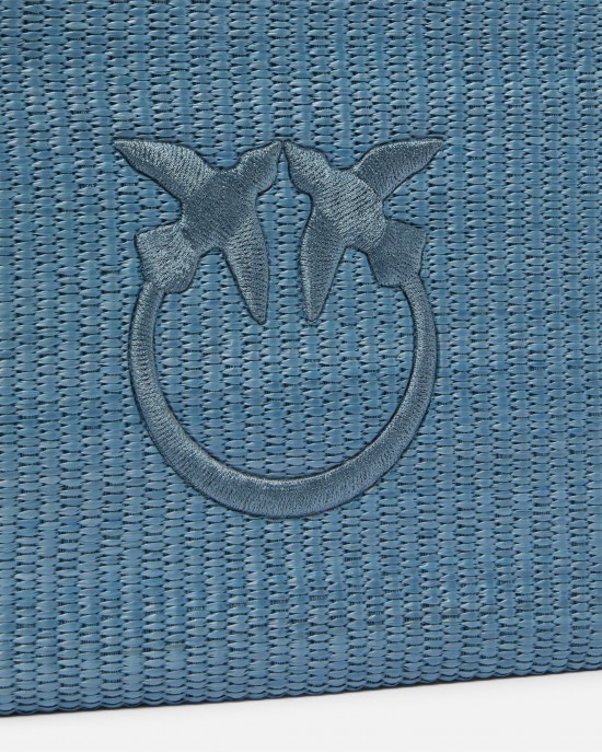 Pinko Pochette Raffia Clutch Light Blue Πορτοφόλι