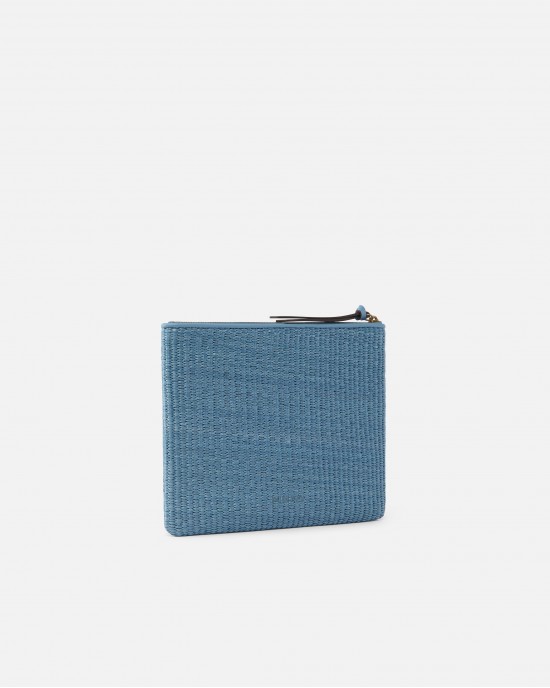 Pinko Pochette Raffia Clutch Light Blue Πορτοφόλι