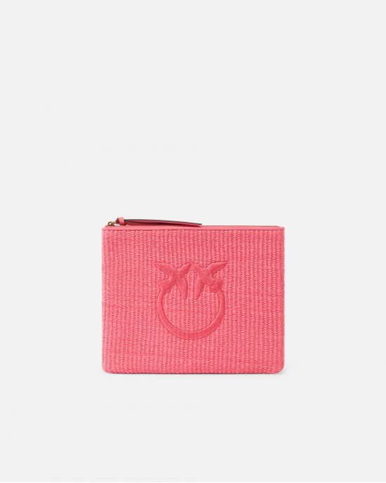 Pinko Pochette Raffia Clutch Pink Πορτοφόλι