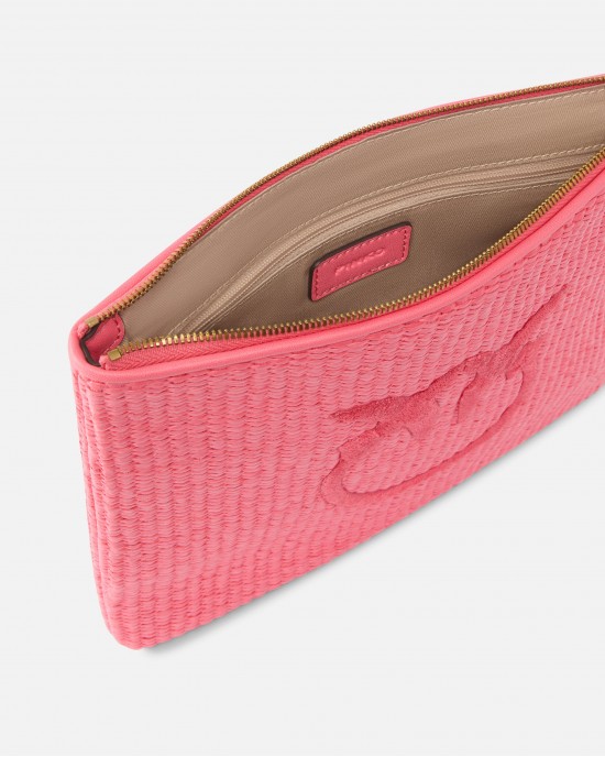 Pinko Pochette Raffia Clutch Pink Πορτοφόλι