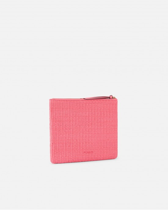 Pinko Pochette Raffia Clutch Pink Πορτοφόλι
