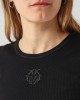 Pinko Brugherio Fine-Rib T-shirt Love Birds Embroidery Black Μπλούζα