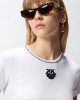 Pinko Brugherio Fine-Rib T-shirt Love Birds Embroidery White Μπλούζα