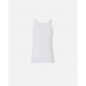 Pinko Bitetto Ribbed Vest Top With Love Birds Embroidery White Μπλούζα